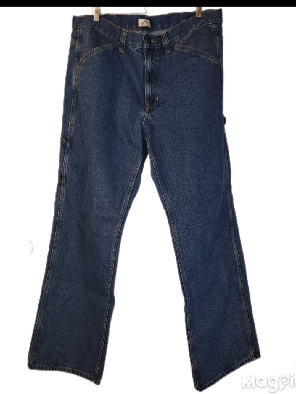 Blue Mountain Men's Denim Cargo Work Jeans 38x32 100% Cotton Medium Wash Pants